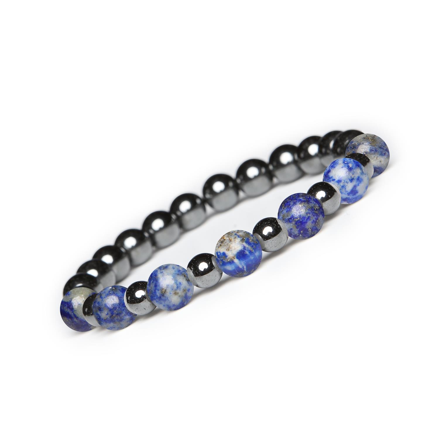 Bransoletka z kamieni naturalnych na gumce Mijaha - Lapis Lazuli i Hematyt grafitowy dla Kobiet i Mężczy Biżuteria Mijaha z Lapis Lazuli i Hematytem grafitowym - elegancka kolekcja dla kobiet i mężczyzn.
