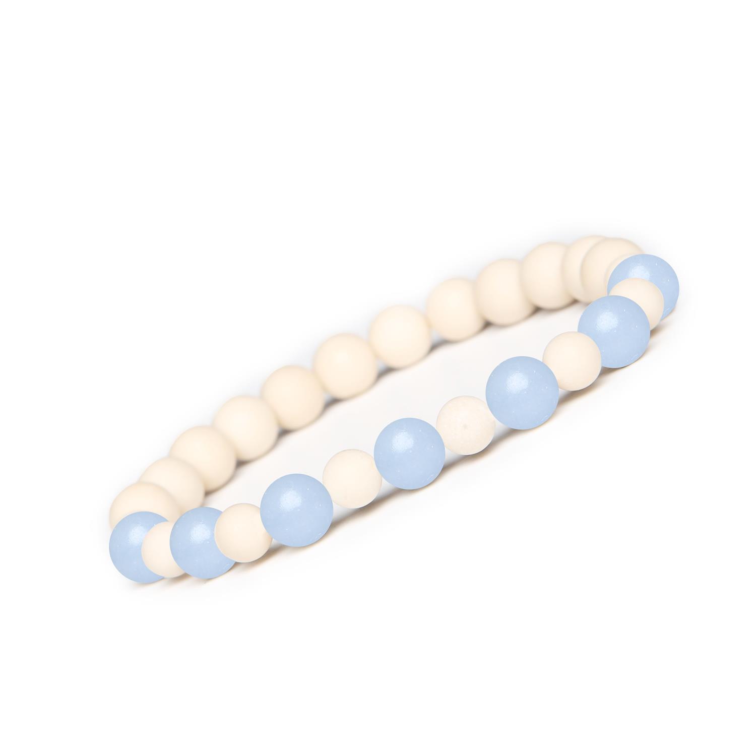 Bransoletka z kamieni naturalnych na gumce z kolekcji Mijaha - Angelit Peru i Kamień Rzeczny, dla kobiet i mężczyz Stylowa bransoletka Mijaha z naturalnymi kamieniami: angelit z Peru i kamień rzeczny, uniwersalny dodatek dla kobiet i mężczyzn.