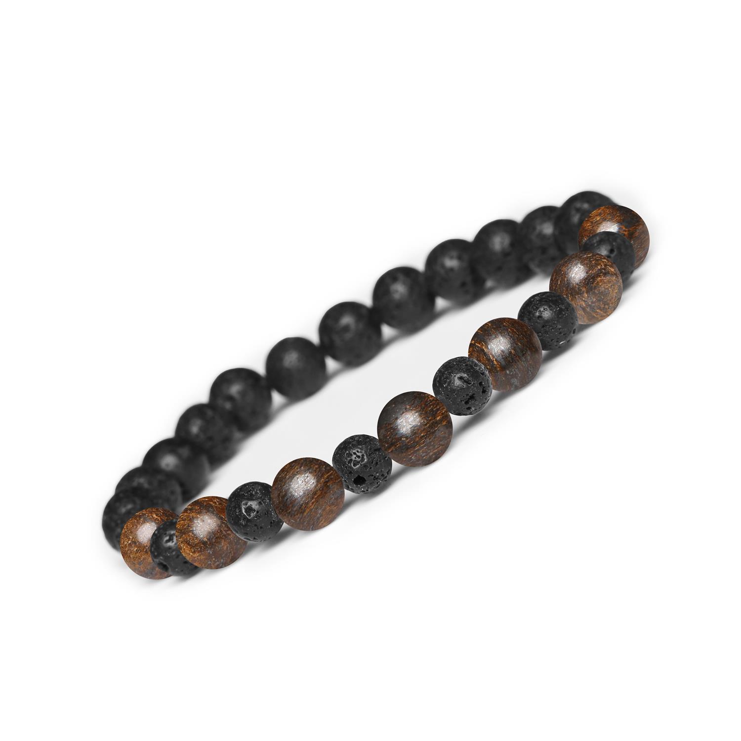 Bransoletka z kamieni naturalnych na gumce z kolekcji Mijaha - Bronzyt i Lawa Wulkaniczna dla Kobiet i Mężczyzn Elegancka bransoletka Mijaha z lawy wulkanicznej i bronzytu, stworzona z myślą o kobietach i mężczyznach ceniących naturalne materiały.