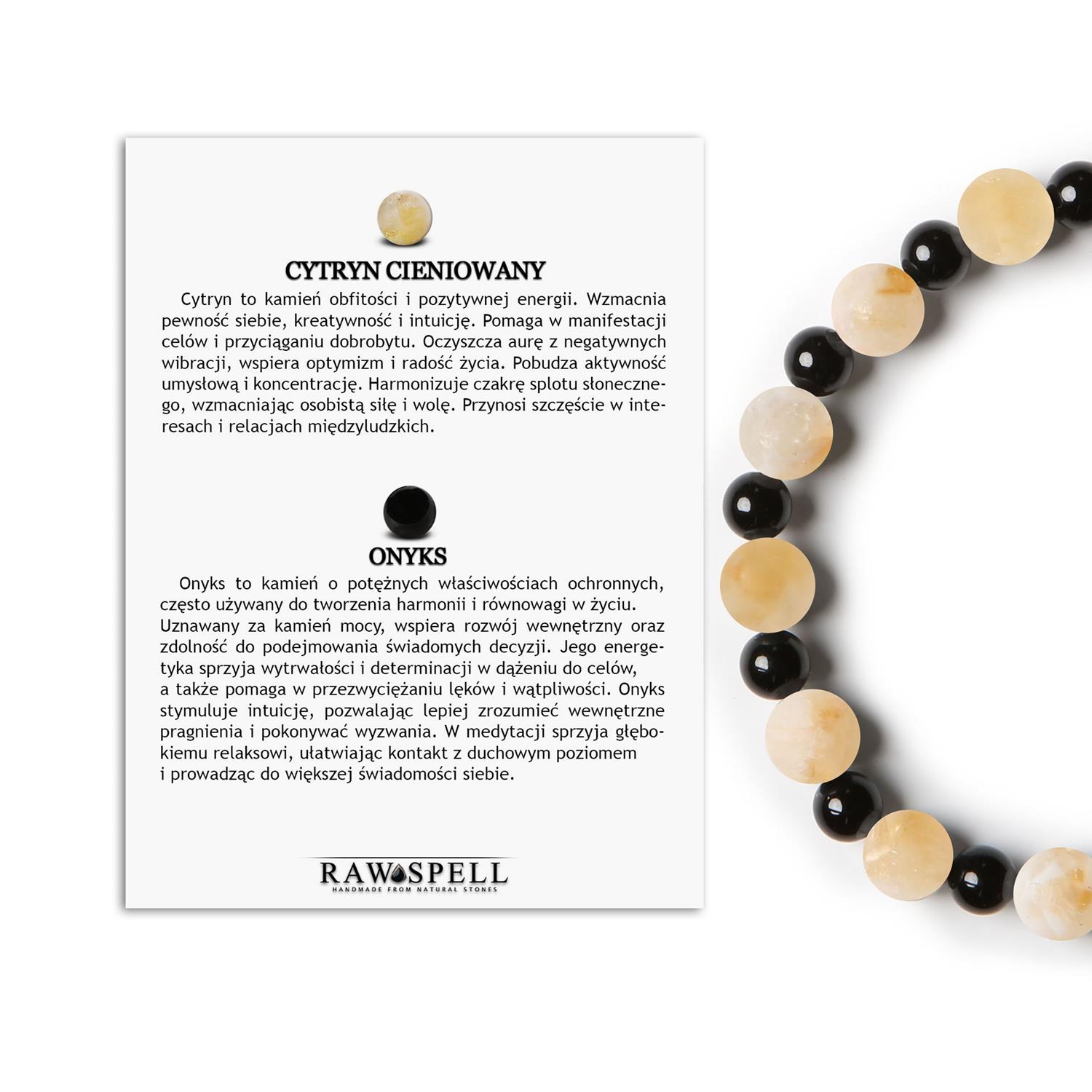 Bransoletka z kamieni naturalnych na gumce z kolekcji Mijaha - Cytryn Cieniowany, Onyks dla Kobiet i Mężczyzn Bransoletka z kolekcji Mijaha: Cytryn Cieniowany i Onyks na gumce, dla każdej kobiety i mężczyzny