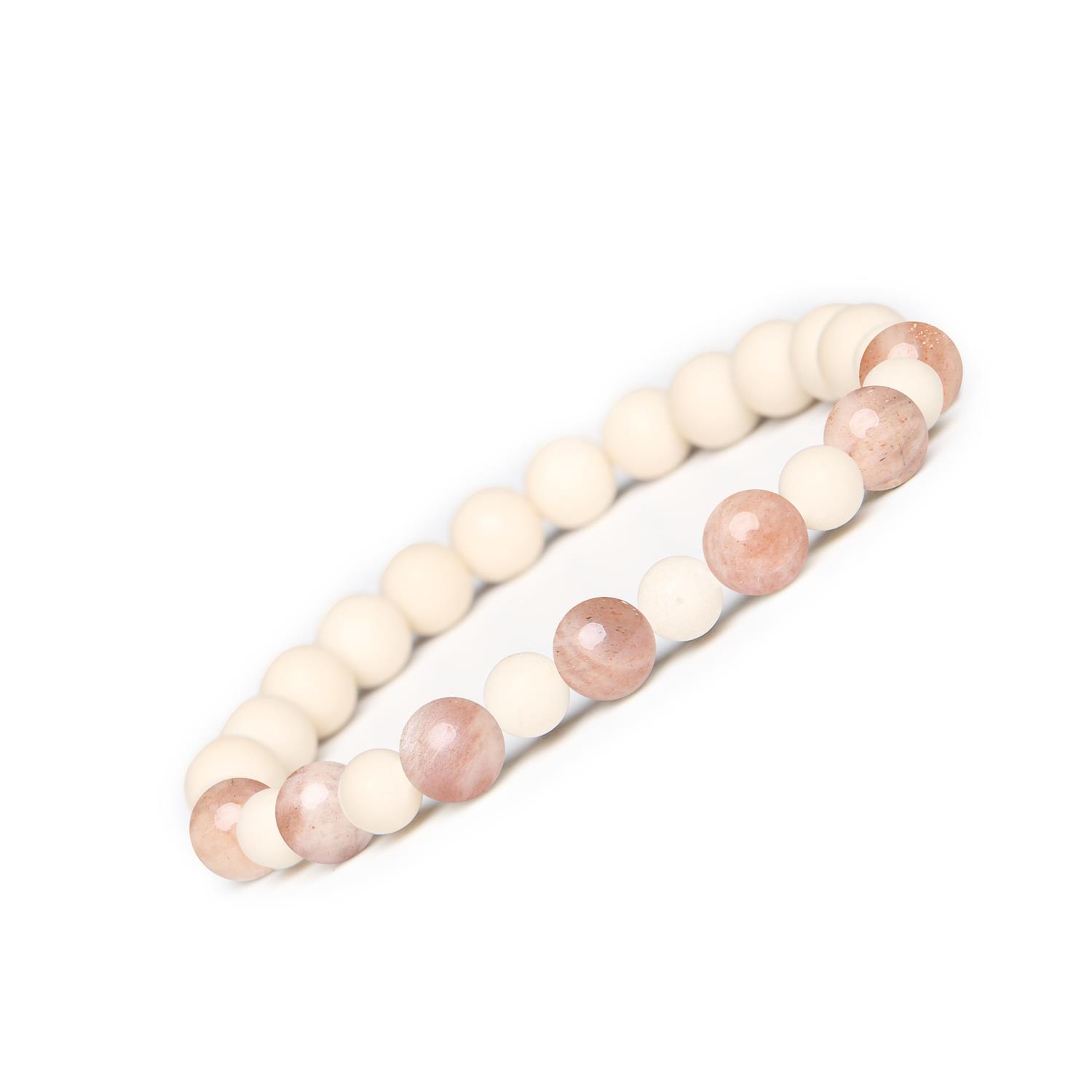 Bransoletka z kamieni naturalnych na gumce z kolekcji Mijaha - Kamień Słoneczny i Kamień Rzeczny Elegancka bransoletka z kolekcji Mijaha z naturalnymi Kamieniem Słonecznym i Kamieniem Rzecznym, dla każdych rąk.