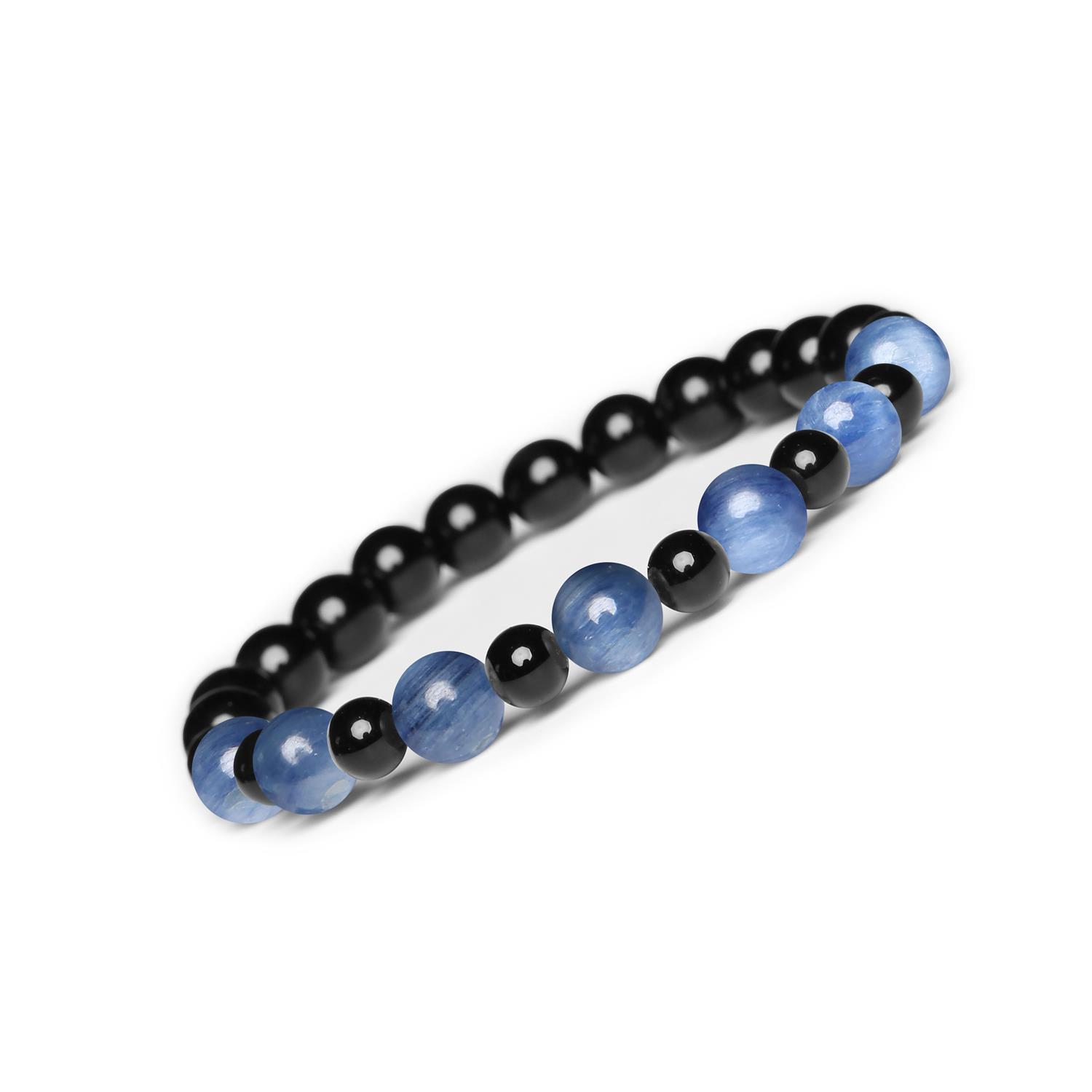 Bransoletka z kamieni naturalnych na gumce z kolekcji Mijaha – Kyanit i Onyks, dla Kobiet i Mężczyzn Bransoletka Mijaha z naturalnych kamieni Kyanit i Onyks, doskonała dla kobiet i mężczyzn