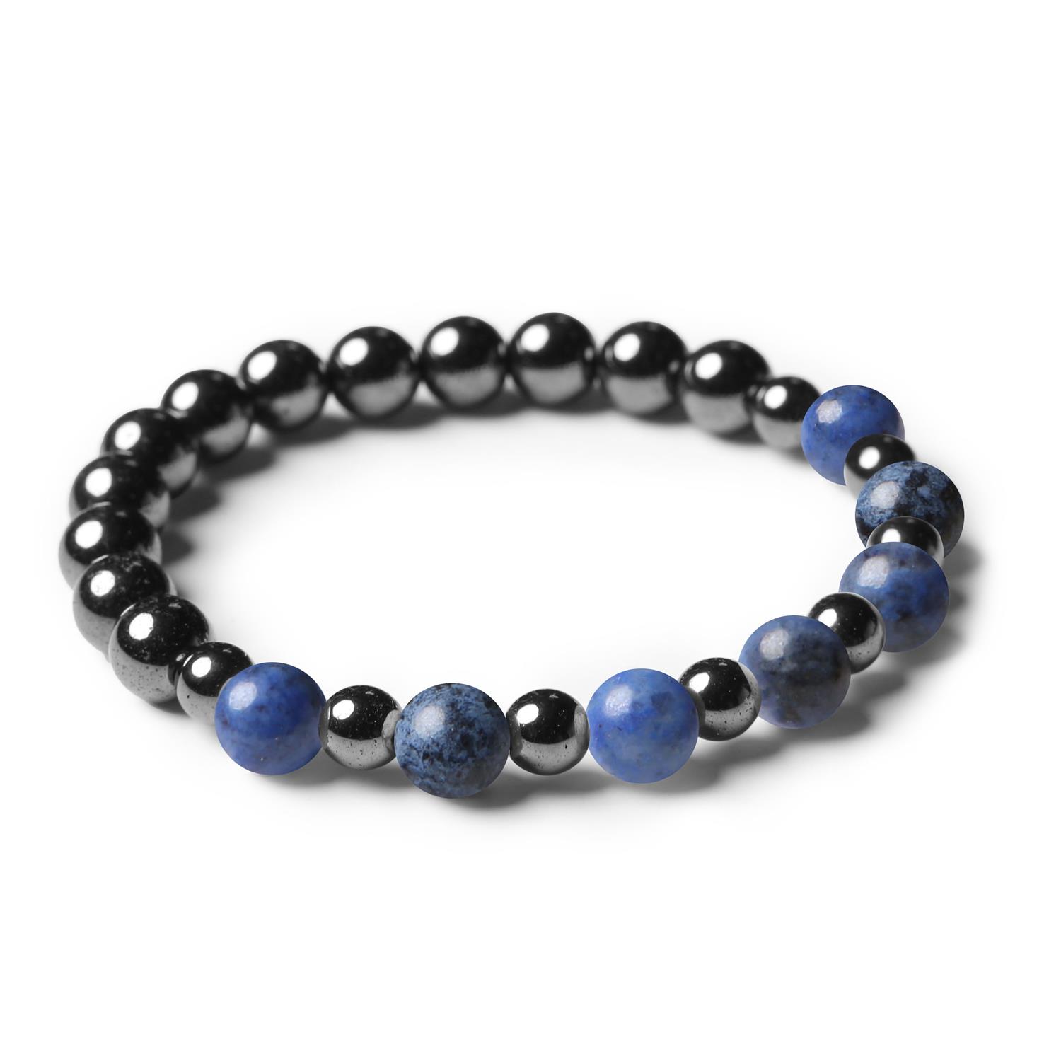 Kolekcja Mijaha: nowoczesna biżuteria z dumortierytu i hematytu grafitowego, stworzona z myślą o mężczyznach i kobietach.