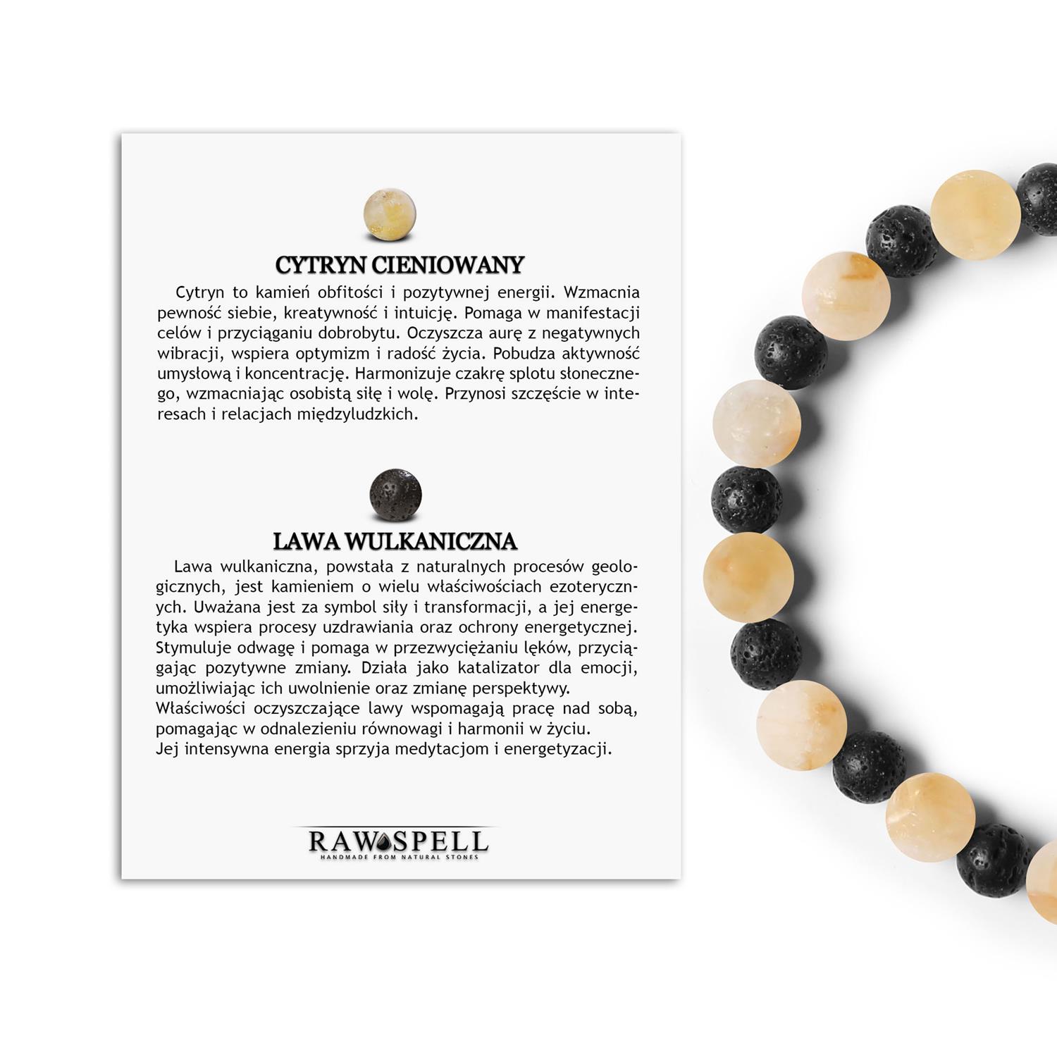 Bransoletka z kolekcji Mijaha - naturalne kamienie Cytryn Cieniowany i Lawa Wulkaniczna, stworzona Bransoletka Mijaha z naturalnymi kamieniami: cytryn cieniowany i lawa wulkaniczna, idealna dla kobiet i mężczyzn.