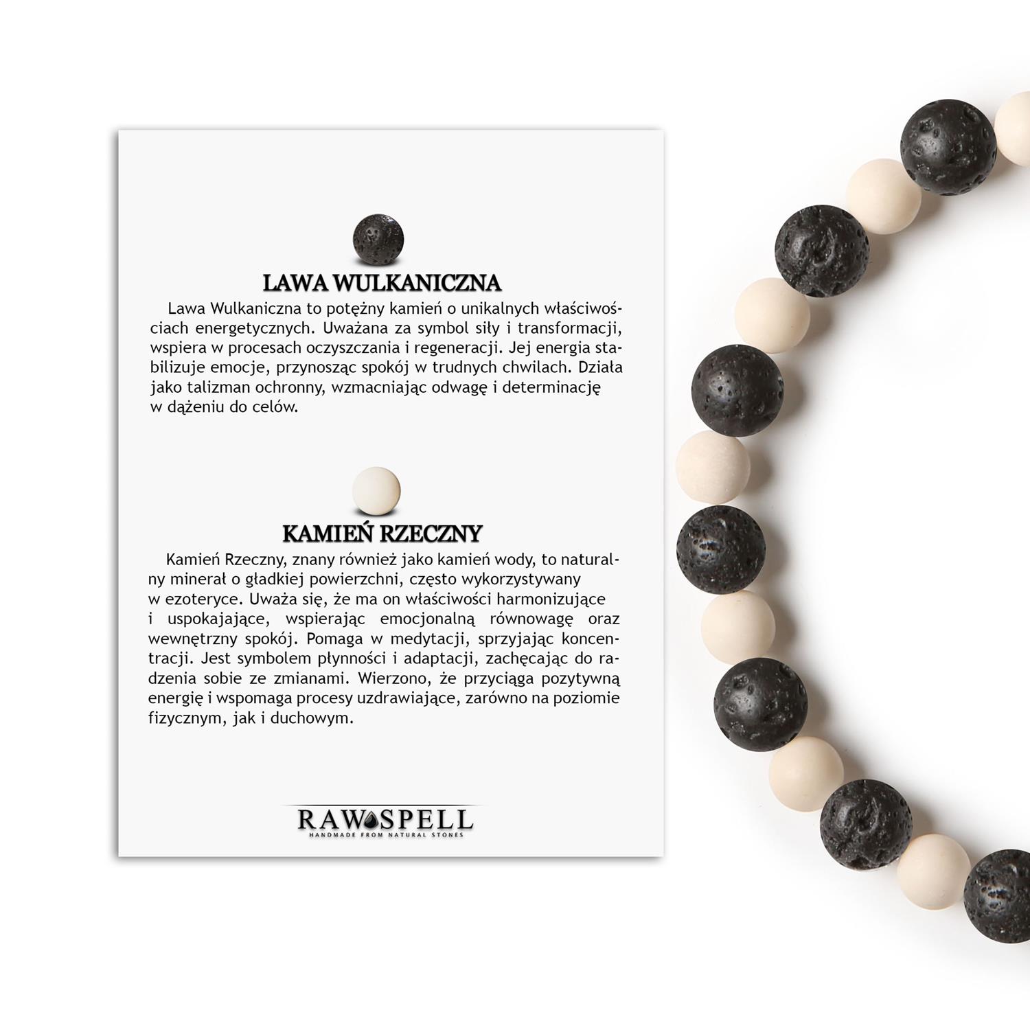 Bransoletka z kolekcji Mijaha z Lawą Wulkaniczną i Kamieniem Rzecznym na gumce - idealna dla Kobiet i Mężczyzn Elegancka bransoletka Mijaha dla kobiet i mężczyzn, stworzona z lawy wulkanicznej oraz kamienia rzecznego.