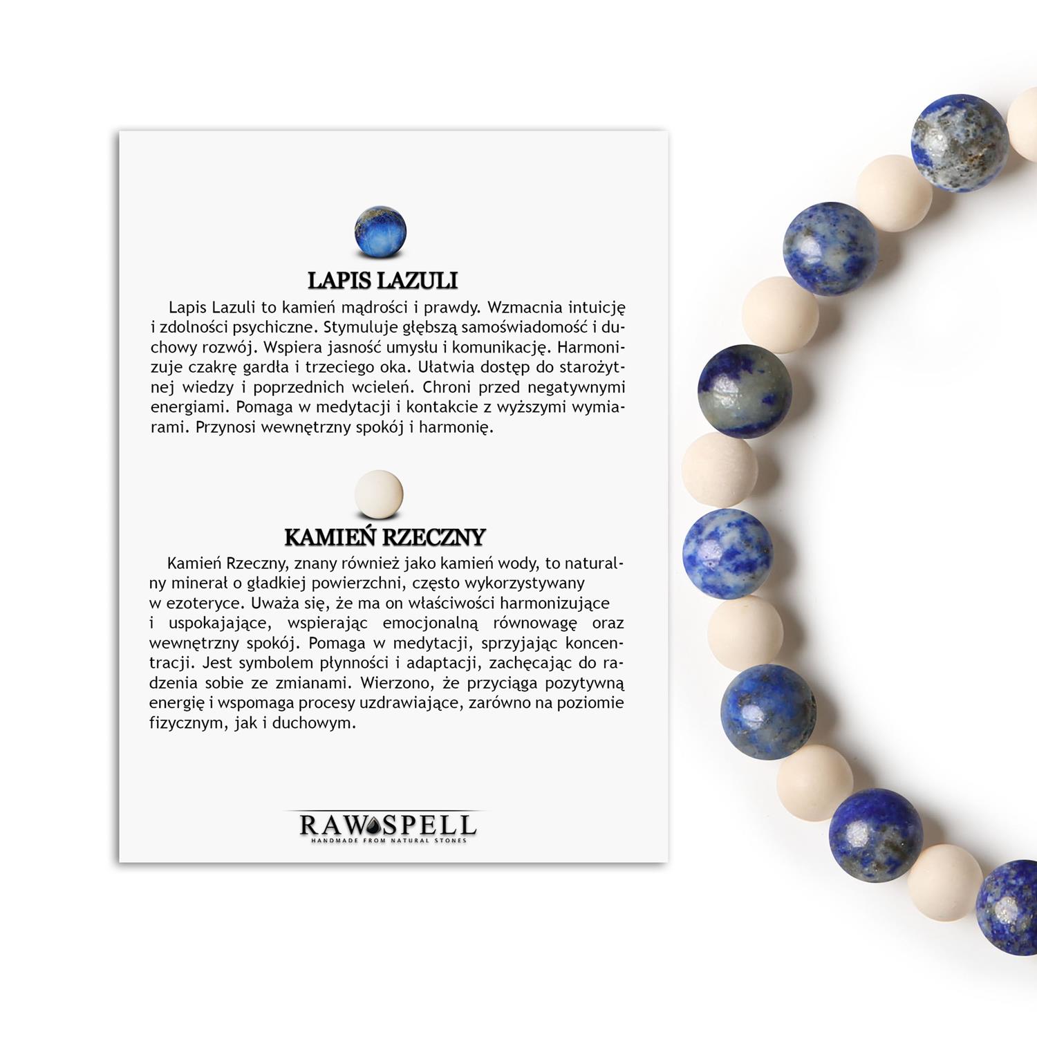 Bransoletka z naturalnych kamieni Mijaha – Lapis Lazuli i Kamień Rzeczny, dla kobiet i mężczyzn Bransoletka z kolekcji Mijaha z kamieniami naturalnymi: Lapis Lazuli i Kamień Rzeczny, idealna dla kobiet i mężczyzn.