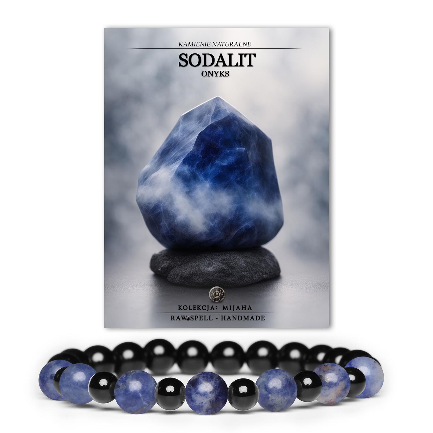Bransoletka Mijaha z naturalnych kamieni - Sodalit i Onyks, idealna dla kobiet i mężczyzn