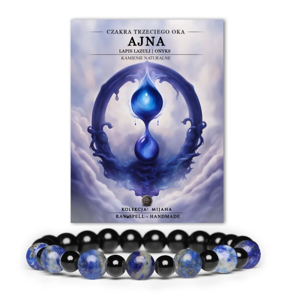 Urokliwa bransoletka z Lapis Lazuli i onyksu, reprezentująca czakrę Ajna, z kolekcji Mijaha, idealna dla miłośników kamieni naturalnych