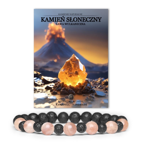 Elegancka bransoletka z naturalnymi kamieniami: Słoneczny i lawa wulkaniczna, dostępna w kolekcji Mijaha dla obu płci.
