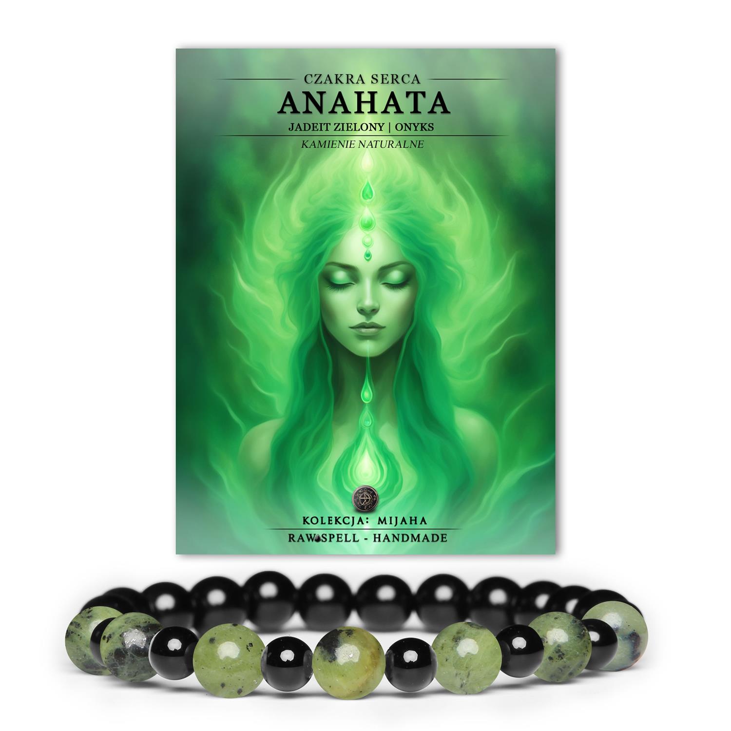 Bransoletka z jadeitu zielonego i onyksu, czakra serca Anahata. Odkryj moc naturalnych kamieni w kolekcji Mijaha.