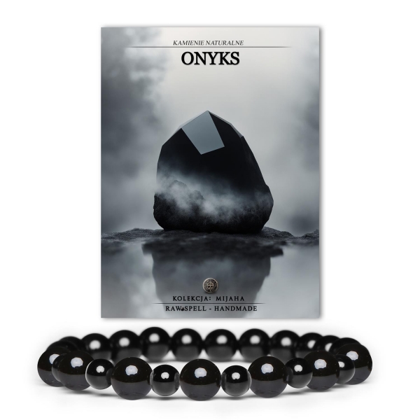 Naturalna bransoletka Mijaha z onyksu na gumce – idealna dla kobiet i mężczyzn