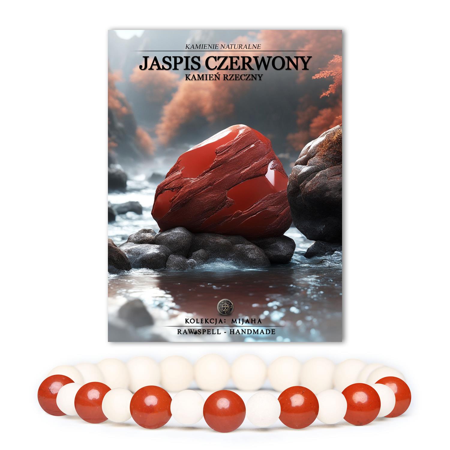 Elegancka bransoletka Mijaha z czerwonym jaspisem i kamieniem rzecznym, doskonały wybór na prezent dla kobiet i mężczyzn.