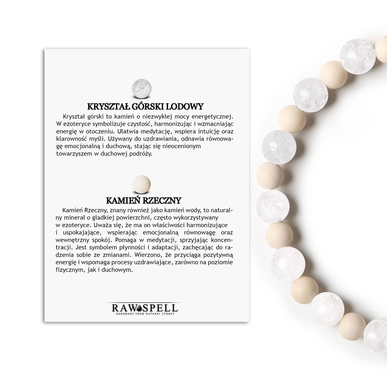 Elegancka bransoletka Mijaha z Kryształem Górskim Lodowym oraz Kamieniem Rzecznym, idealna dla kob Elegancka bransoletka z kolekcji Mijaha z Kryształem Górskim Lodowym i Kamieniem Rzecznym, stworzona zarówno dla kobiet, jak i mężczyzn.