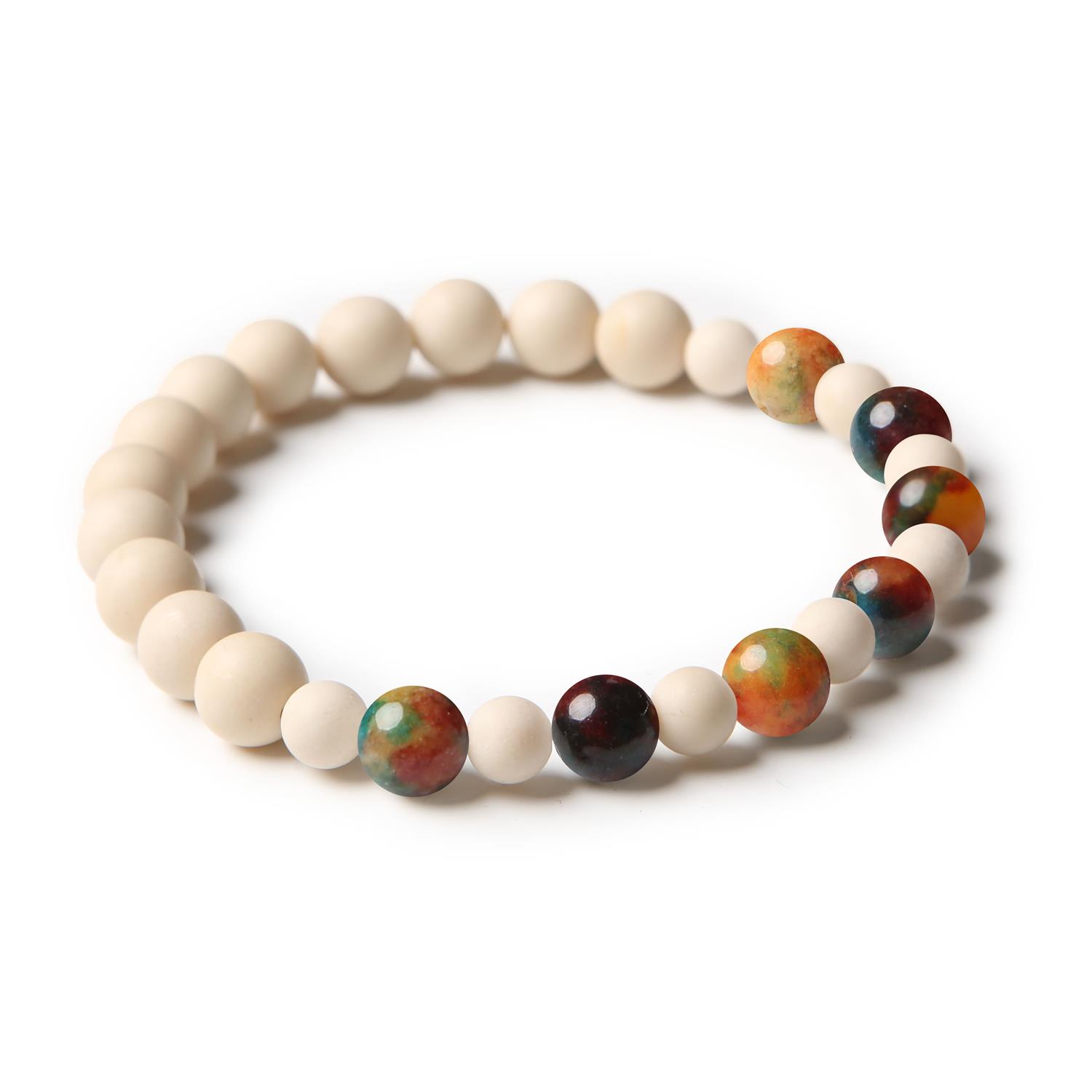 Elegancka bransoletka Mijaha, ozdobiona kamieniami naturalnymi: agatem i kamieniem rzecznym, dopasowana do stylu kobiet i mężczyzn.