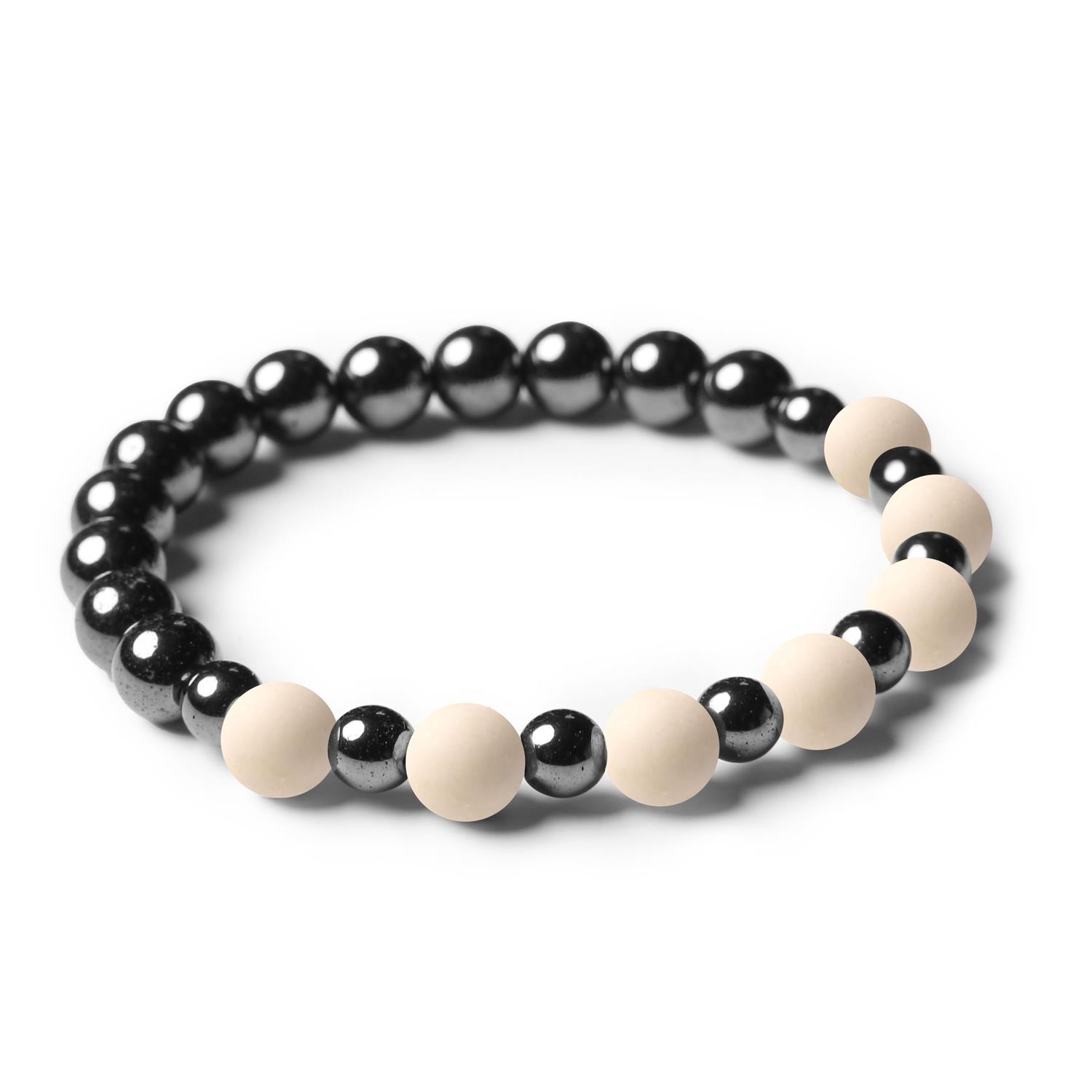 Stylowy hematyt grafitowy w formie kamienia rzecznego, dostępny w kolekcji Mijaha dla kobiet i mężczyzn.