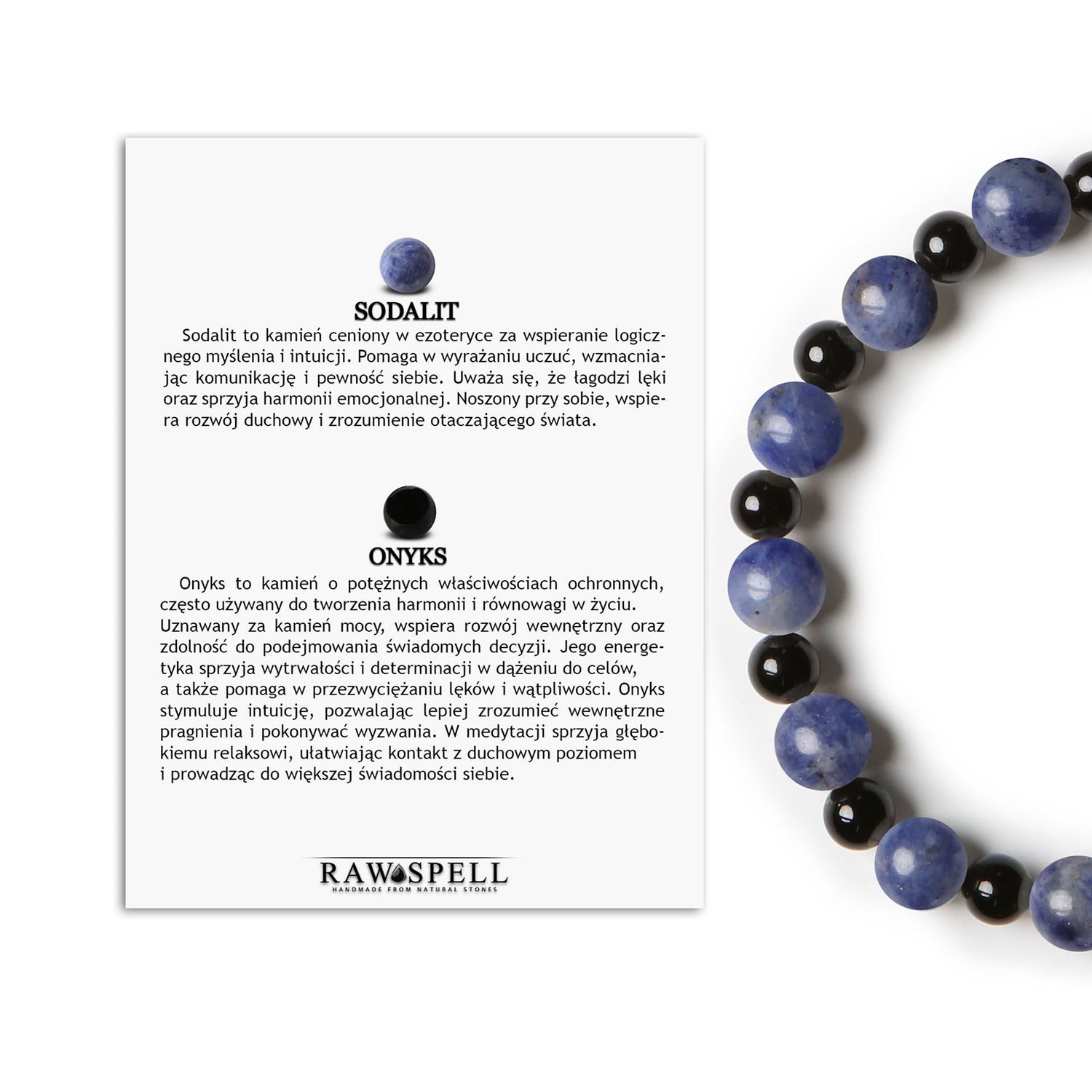 Elegancka bransoletka z Sodalitem i Onyks z kolekcji Mijaha dla Kobiet i Mężczyzn Kolekcja Mijaha: bransoletka z kamieni naturalnych na gumce z sodalitem i onyksem dla każdego