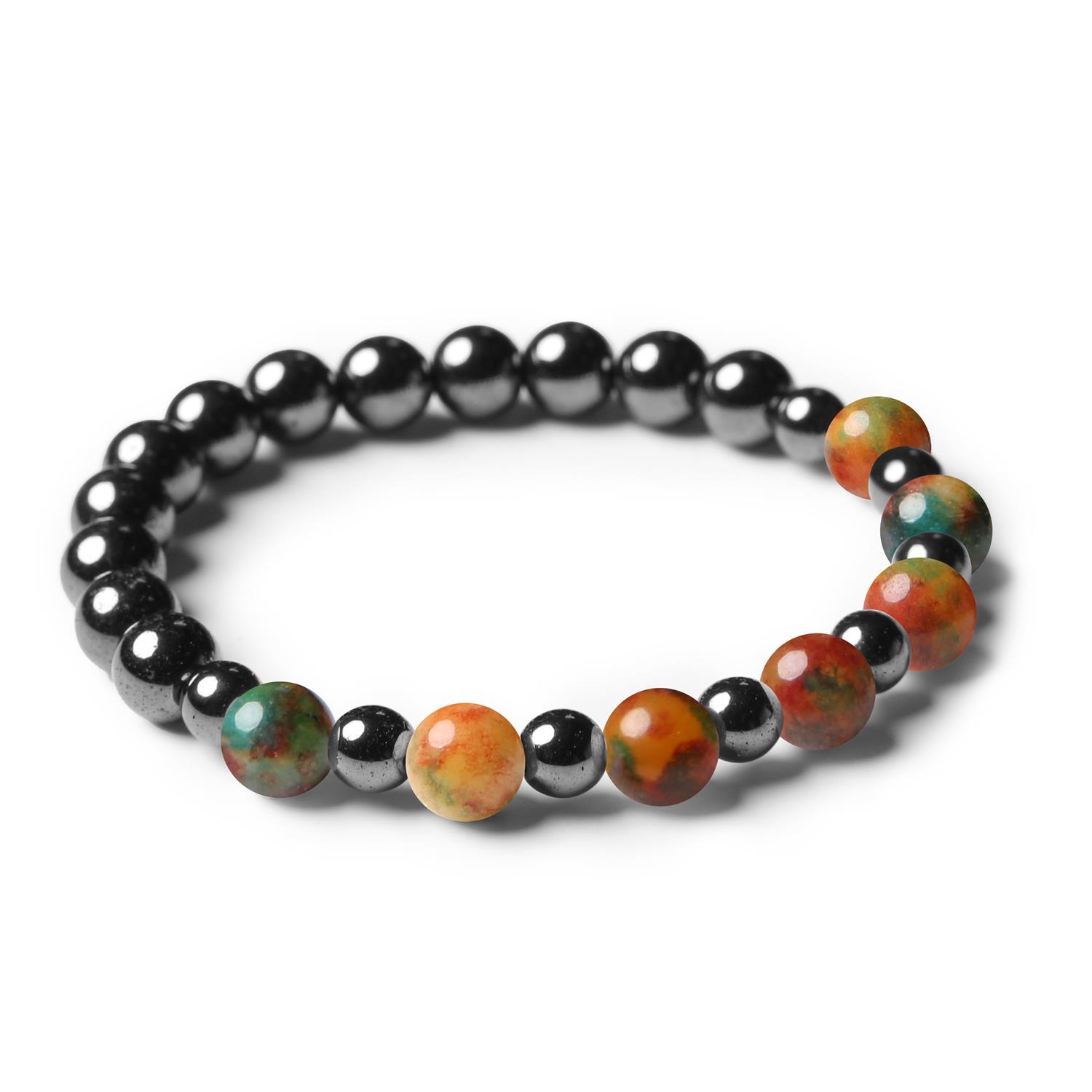 Biżuteria z hematytu grafitowego i agatów z kolekcji Mijaha, unisex, idealna do codziennych stylizacji.