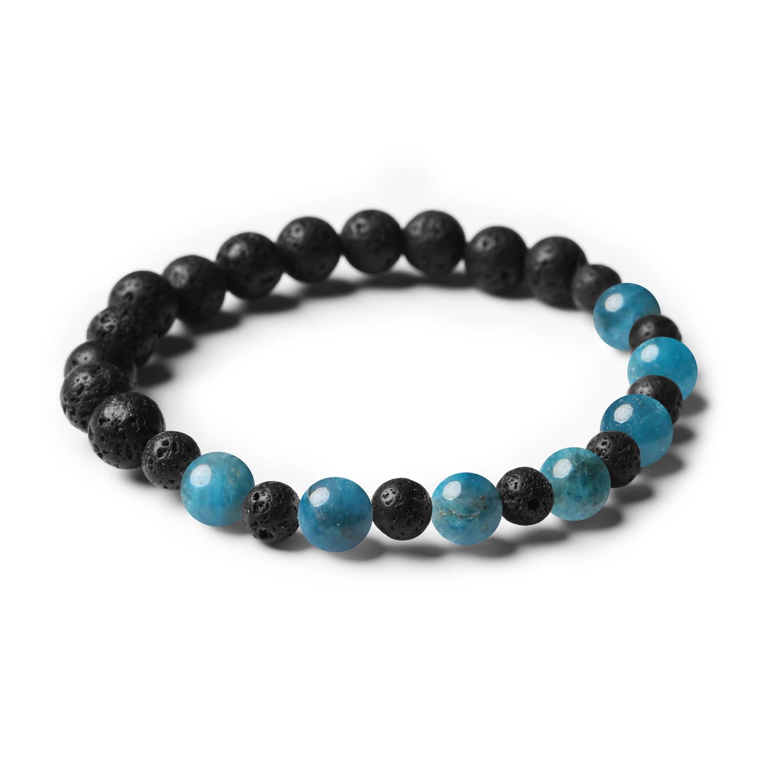 Bransoletka Mijaha w kolorze apatytu i lawy wulkanicznej, stworzona dla kobiet i mężczyzn, z naturalnych kamieni.