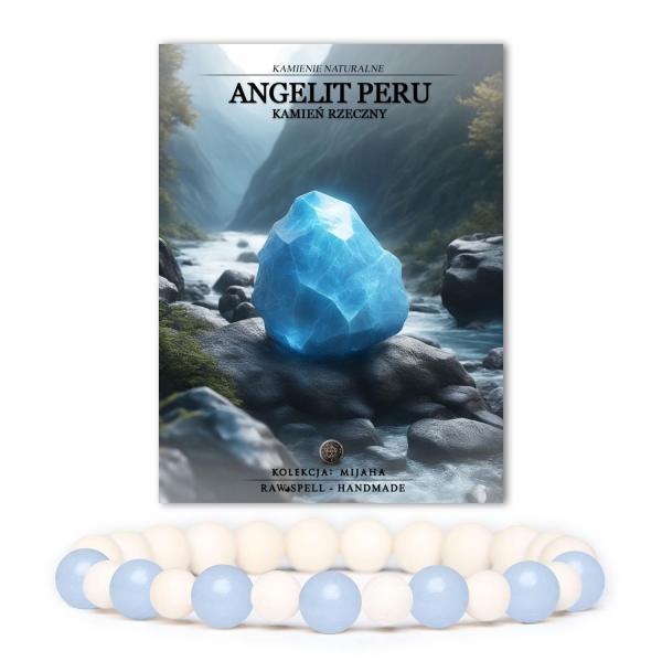 Elegancka bransoletka Mijaha wykonana z naturalnych kamieni: angelitu z Peru oraz kamienia rzecznego, idealna dla kobiet i mężczyzn.