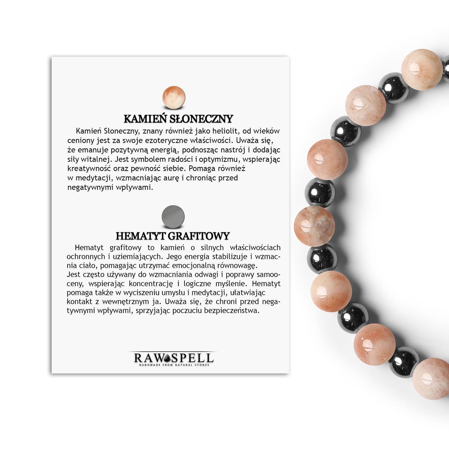 Elegancka bransoletka z kamieni naturalnych na gumce z kolekcji Mijaha, z Kamieniem Słonecznym i Hema Kolekcja Mijaha: uniwersalna biżuteria z kamienia słonecznego i hematytu grafitowego, idealna dla kobiet i mężczyzn.