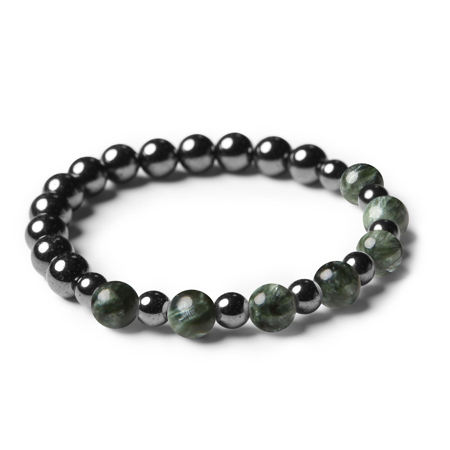 Stylowa biżuteria z serafinitu i hematytu grafitowego z kolekcji Mijaha, dedykowana dla kobiet i mężczyzn, którzy pragną wyróżniać się wyjątkowym stylem.