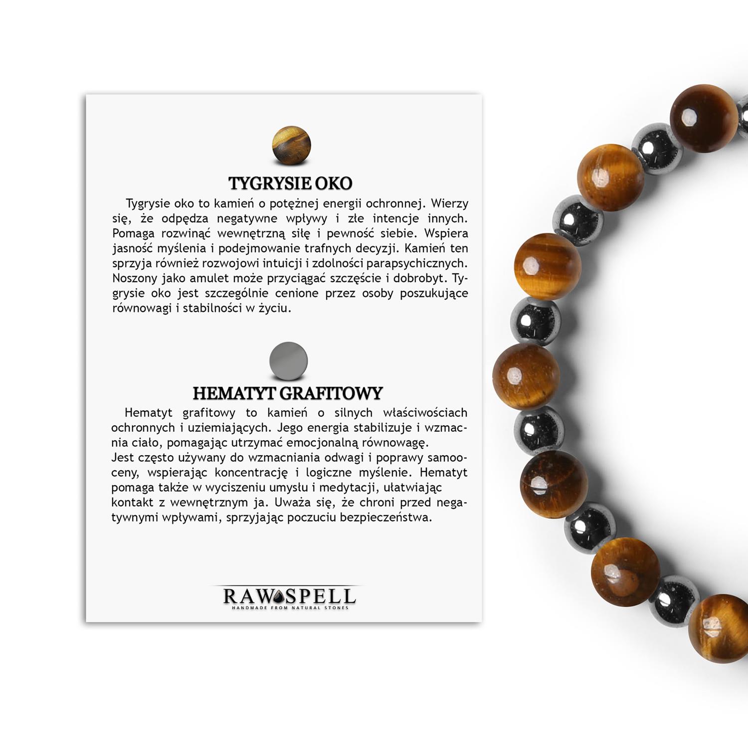 Elegancka bransoletka z kamieni naturalnych z kolekcji Mijaha, Tygrysie Oko oraz Hematyt grafitowy dla Kobiet i Elegancka biżuteria z Tygrysim Okiem i grafitowym Hematytem, stworzona dla kobiet i mężczyzn w kolekcji Mijaha.