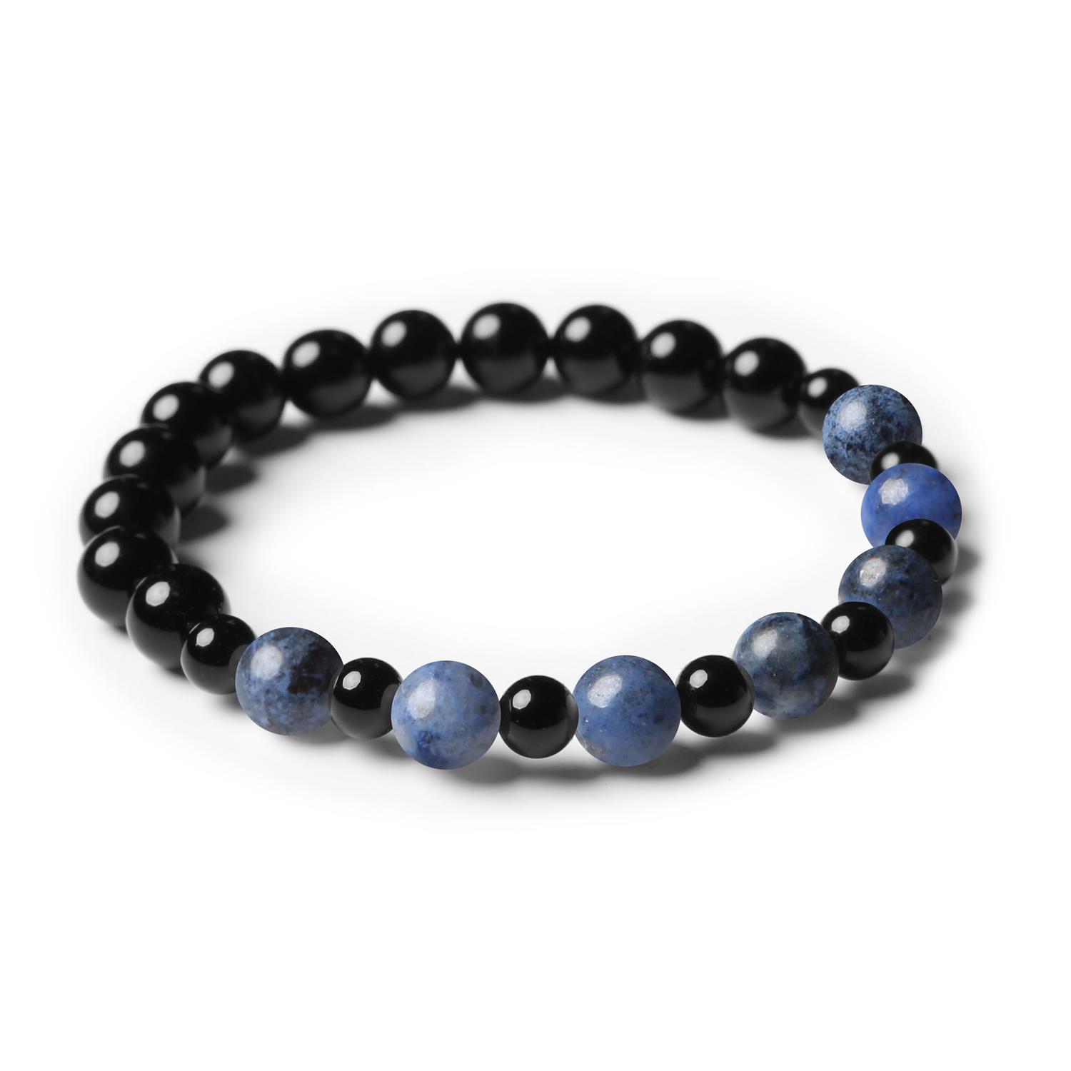 Bransoletka Mijaha z naturalnych kamieni: Dumortieryt i Onyks, idealna dla Kobiet i Mężczyzn