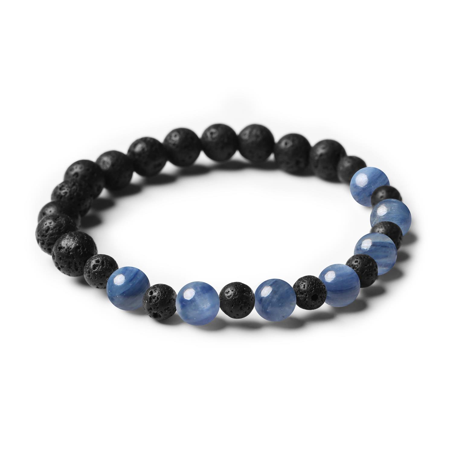 Kyanit w towarzystwie lawy wulkanicznej - wyjątkowa biżuteria dla każdego.