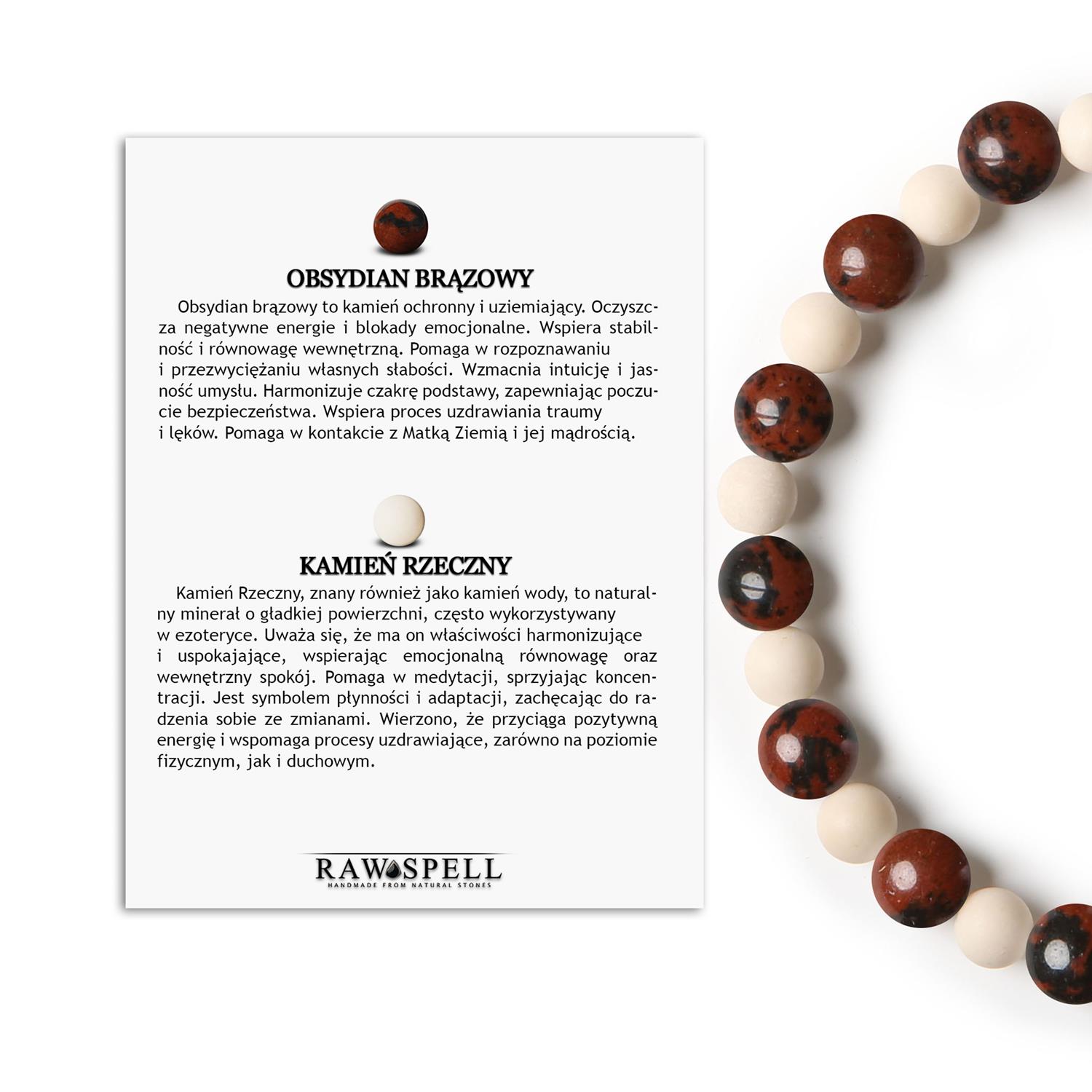 Elegancka bransoletka z obsydianem brązowym i kamieniem rzecznym z kolekcji Mijaha dla wszystkich Elegancka bransoletka Mijaha z naturalnych kamieni - brązowego obsydianu i kamienia rzecznego, świetny dodatek dla kobiet i mężczyzn.