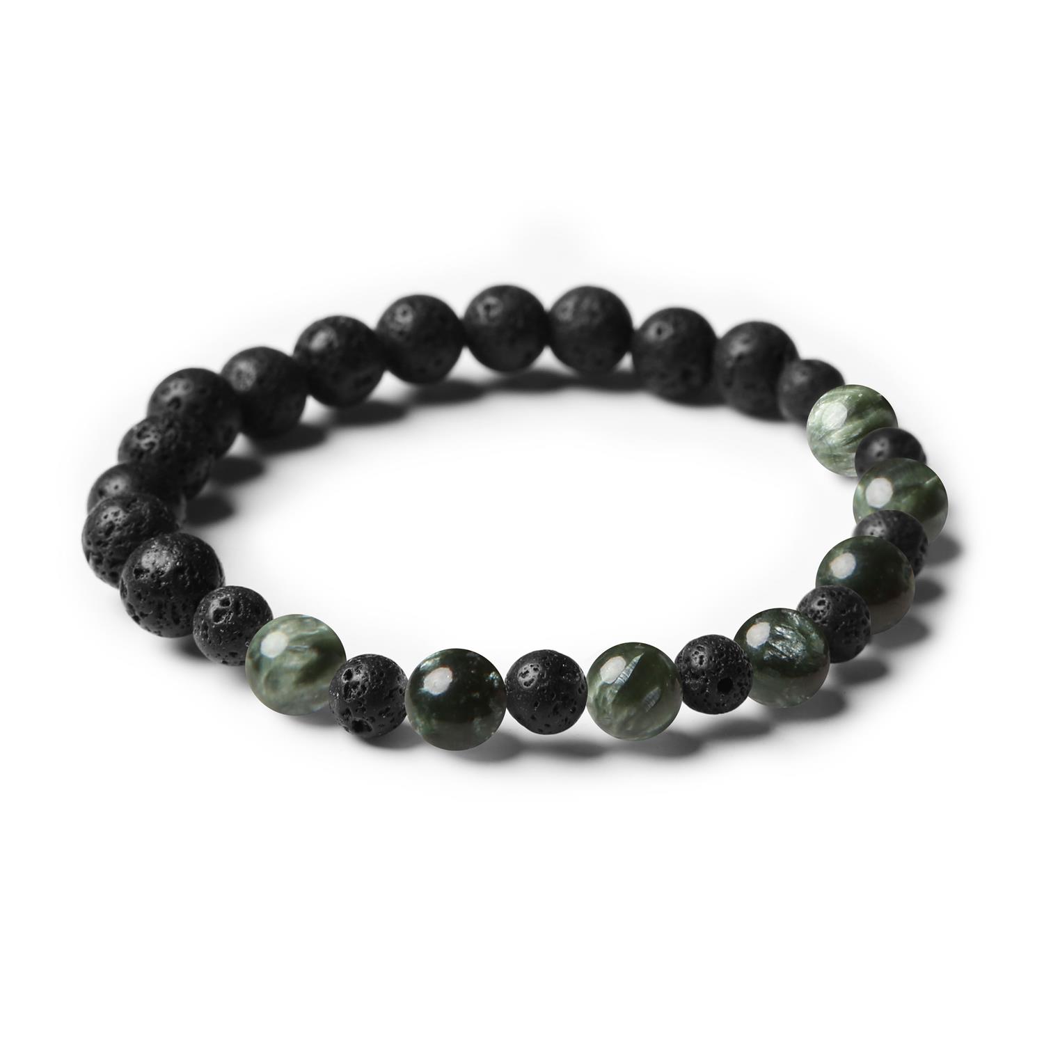 Elegancka bransoletka z serafinitu i lawy wulkanicznej z kolekcji Mijaha dla kobiet i mężczyzn