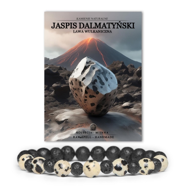 Stylowa biżuteria z jaspisu dalmatyńskiego i lawy wulkanicznej, idealna dla kobiet i mężczyzn.