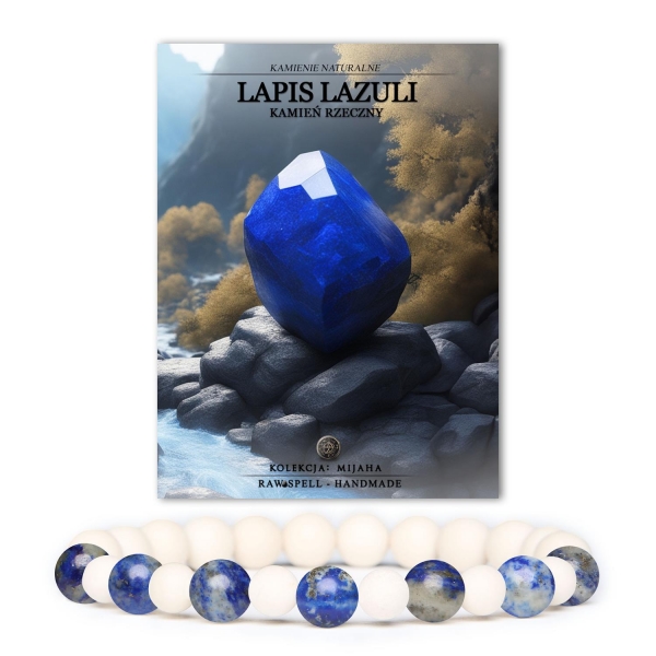 Stylowa bransoletka Mijaha wykonana z kamieni Lapis Lazuli i Kamienia Rzecznego, doskonała dla obu płci.