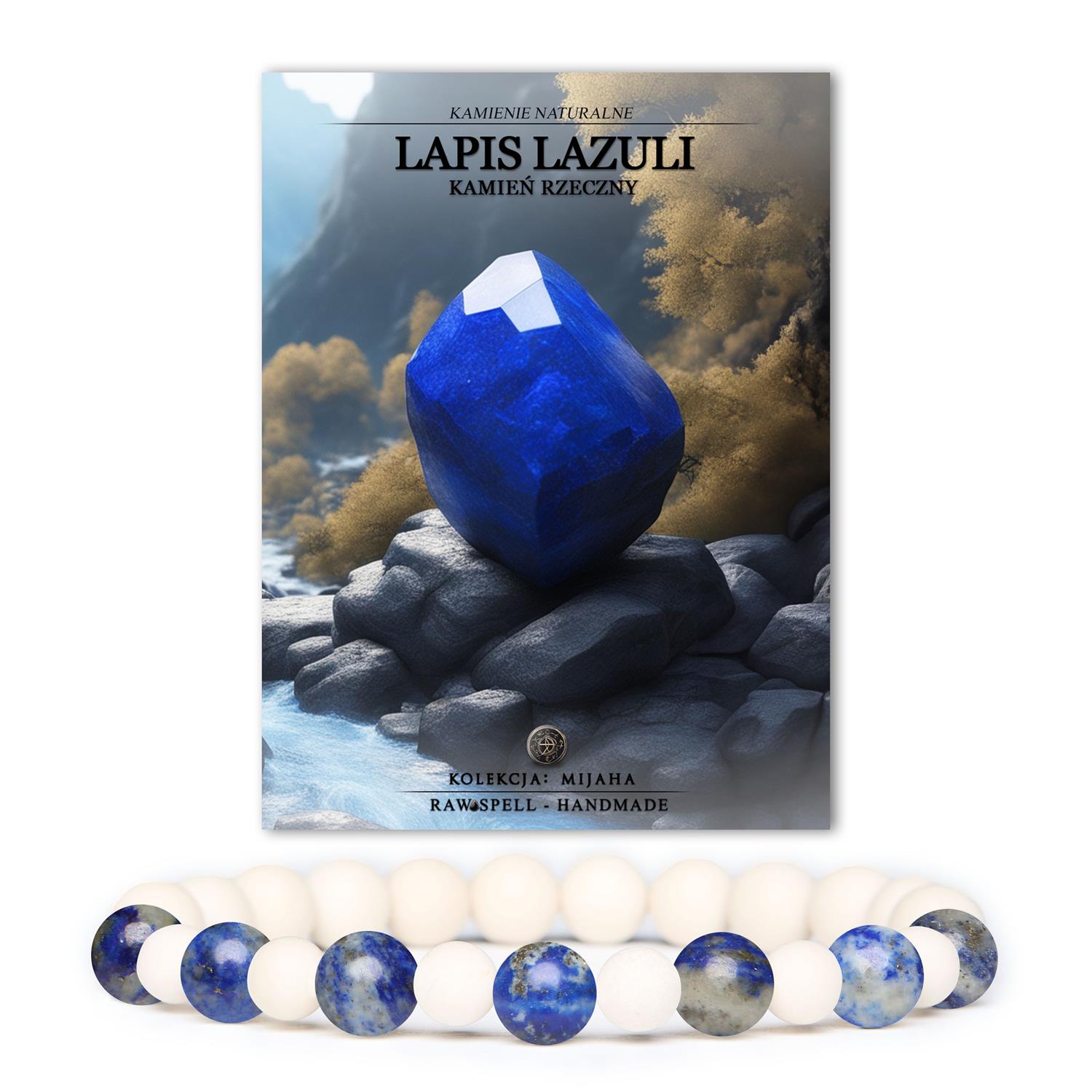 Stylowa bransoletka Mijaha wykonana z kamieni Lapis Lazuli i Kamienia Rzecznego, doskonała dla obu płci.