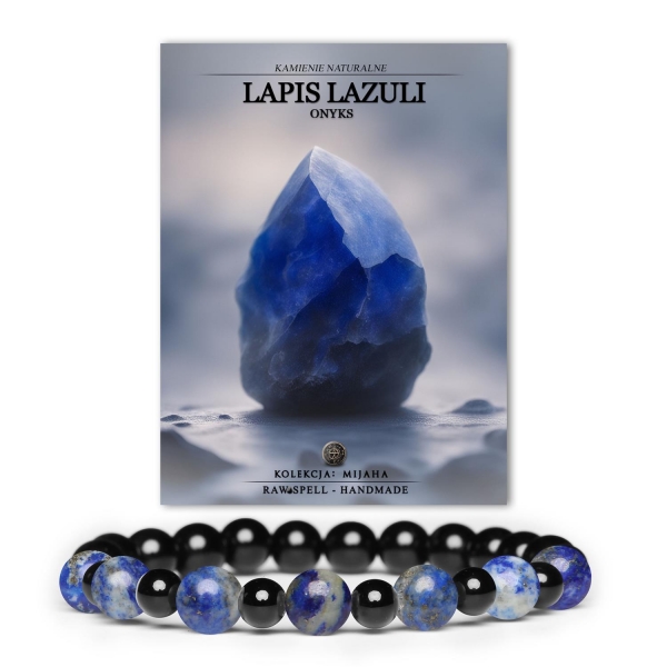 Bransoletka Mijaha z gumowej opaski z Lapis Lazuli i Onyksu - idealna dla kobiet i mężczyzn