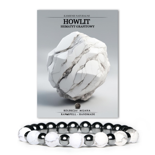 Stylowa bransoletka z howlitu i hematytu grafitowego, idealna dla kobiet i mężczyzn, kolekcja Mijaha.