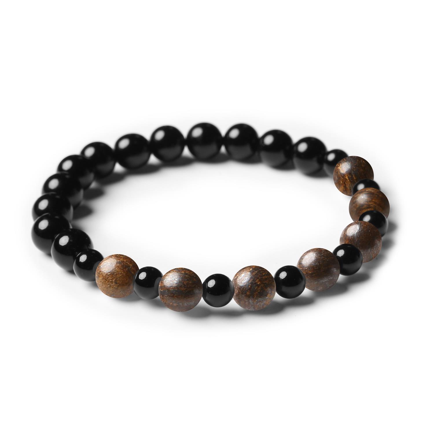 Bransoletka z kamieni naturalnych Mijaha z bronzytem i onyksem dla kobiet i mężczyzn