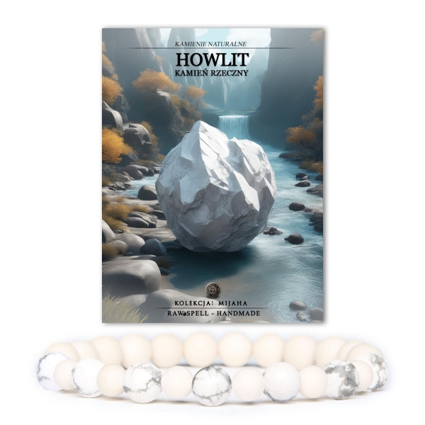 Stylowa bransoletka Mijaha z naturalnym howlitem i kamieniem rzecznym, odpowiednia dla wszystkich płci.
