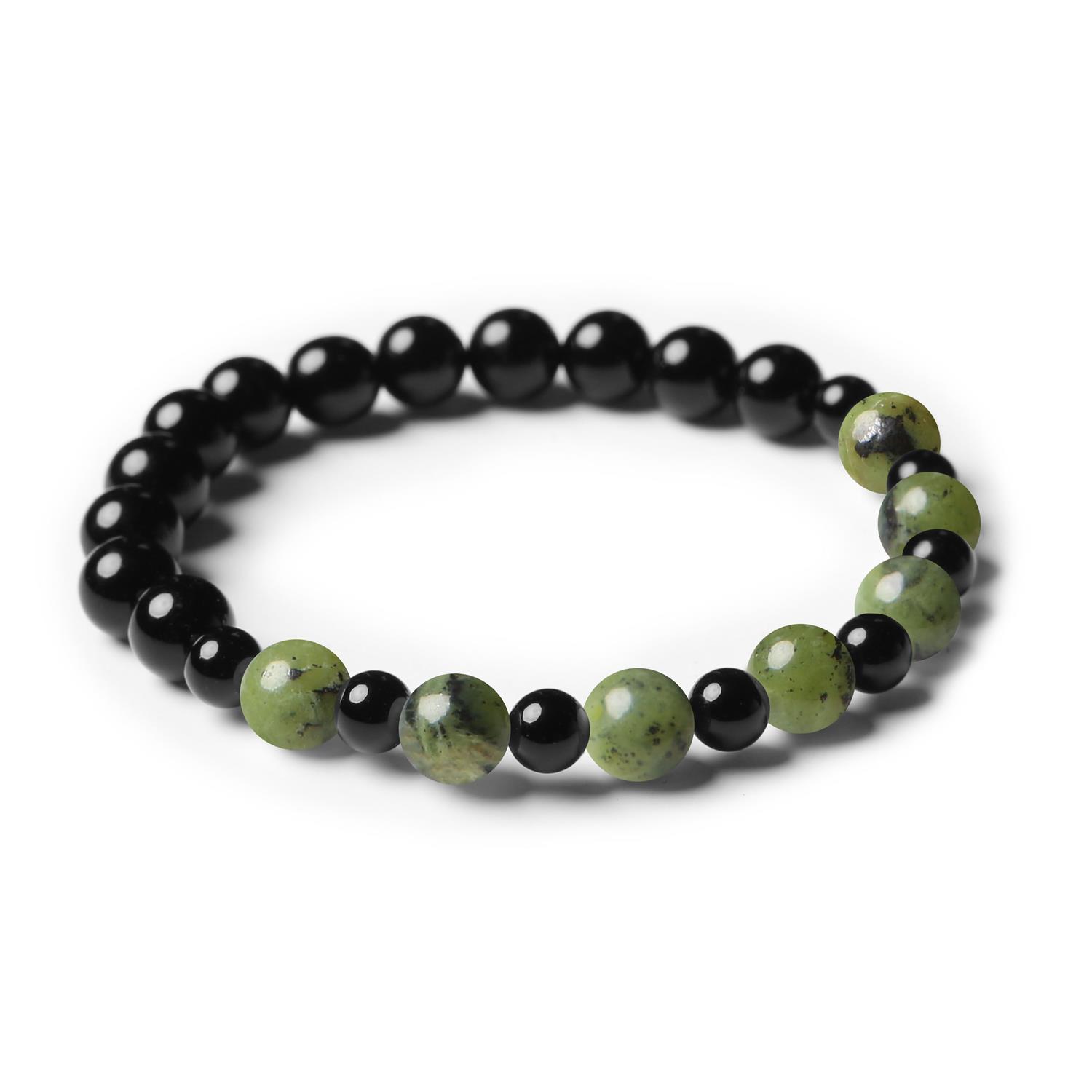 Stylowa bransoletka z kamieni naturalnych - Jadeit Zielony i Onyks z kolekcji Mijaha dla wszystkich