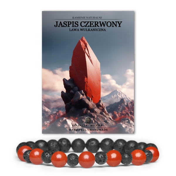Stylowa bransoletka z kolekcji Mijaha, łącząca Czerwony Jaspis i Lawę Wulkaniczną - unisex dla każdego.