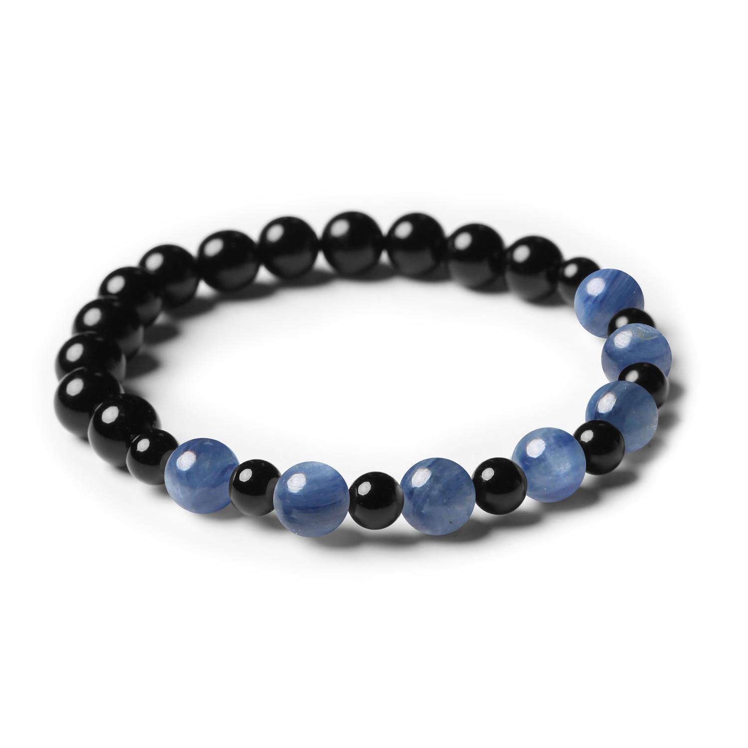 Modna bransoletka z Kyanitu i Onyksu na elastycznej gumce z kolekcji Mijaha dla mężczyzn i kobiet