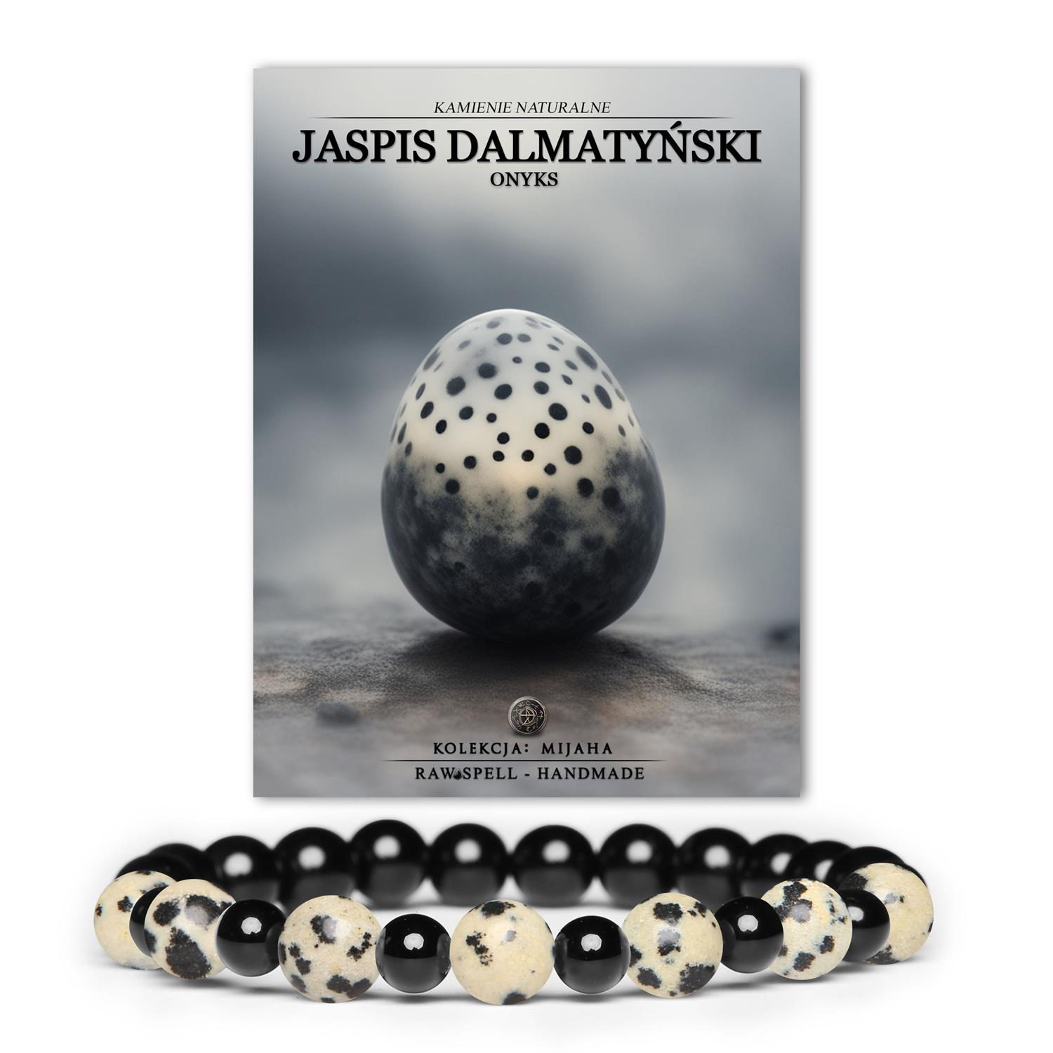 Bransoletka z kamieni naturalnych Mijaha - Jaspis Dalmatyński i Onyks, dla kobiet i mężczyzn