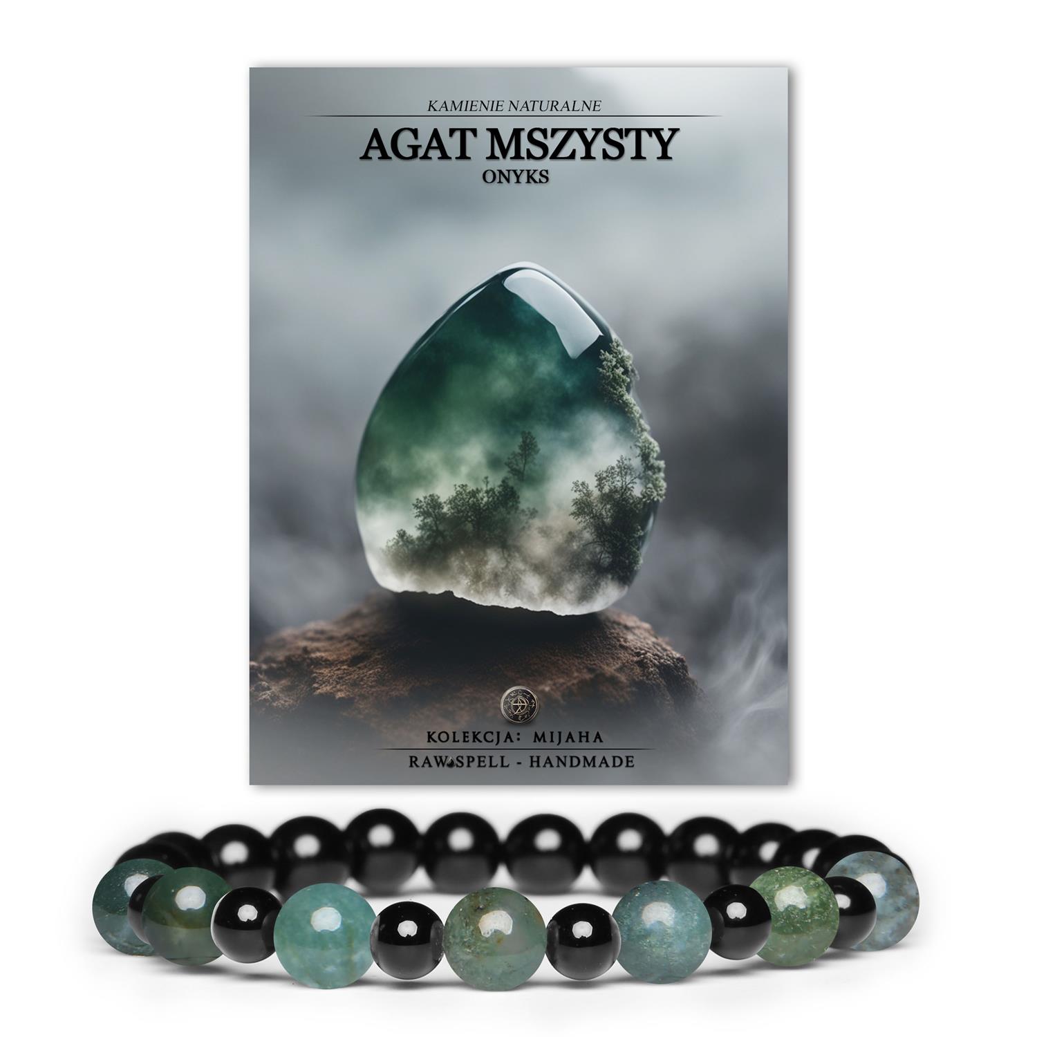 Stylowa bransoletka z kolekcji Mijaha - agat mszysty oraz onyks, idealna dla kobiet i mężczyzn