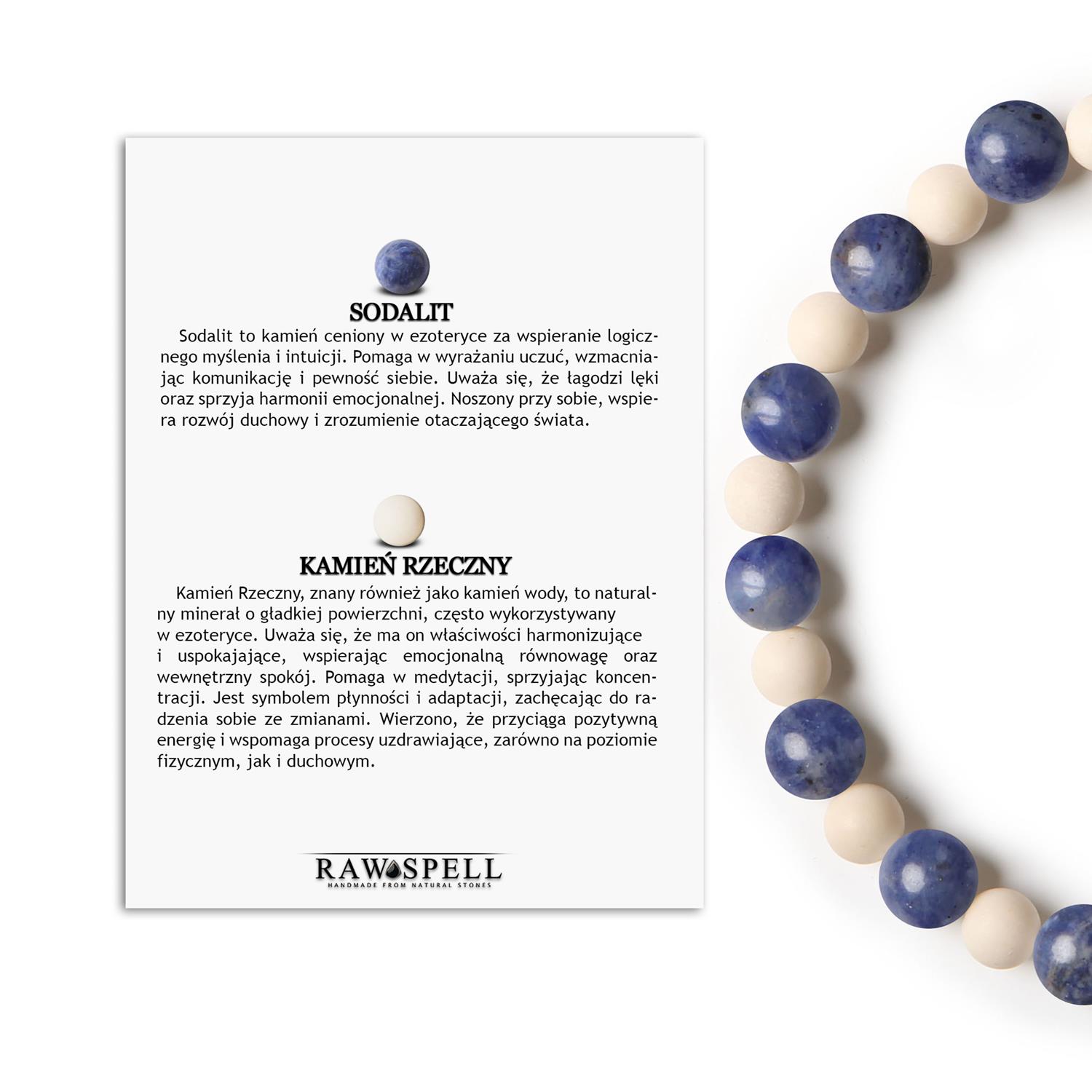 Kolekcja Mijaha Bransoletka z kamieni naturalnych Sodalit i Kamień Rzeczny na gumce dla każdego Stylowa bransoletka Mijaha z kamieniami naturalnymi: sodalitem i kamieniem rzecznym, przeznaczona dla obu płci.