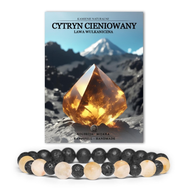Bransoletka z kolekcji Mijaha z cytrynem cieniowanym i lawą wulkaniczną, doskonała ozdoba dla kobiet i mężczyzn.