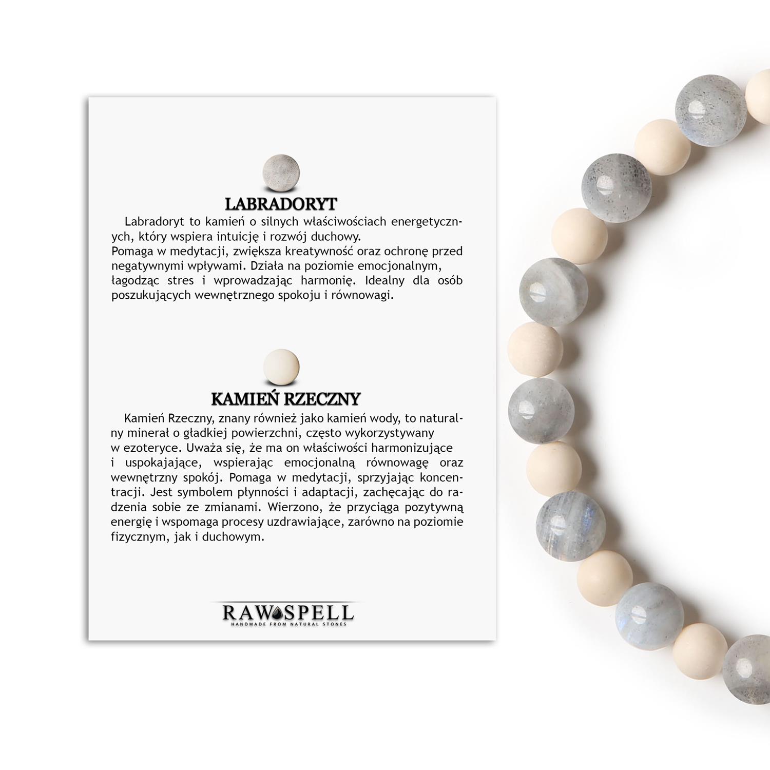 Kolekcja Mijaha Bransoletka z kamieni naturalnych na gumce z Labradorytem i Kamieniem Rzecznym, unisex Stylowa bransoletka Mijaha wykonana z labradorytu i kamienia rzecznego, doskonała biżuteria unisex.