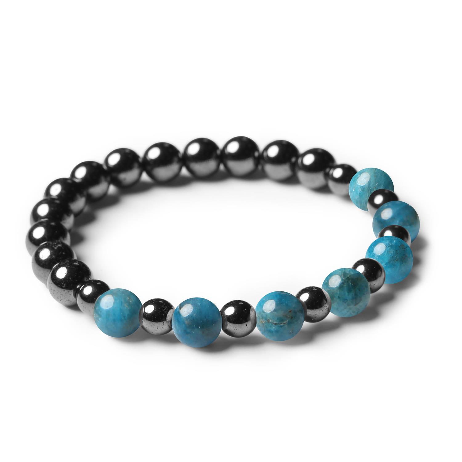 Stylowe połączenie apatytu z hematytem grafitowym - biżuteria Mijaha dla wszystkich.