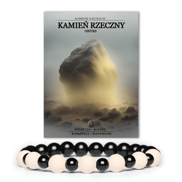 Mijaha - Bransoletka z kamieni naturalnych na gumce z kamieniem Rzecznym i Onyksem, dla Kobiet i Mężczyzn