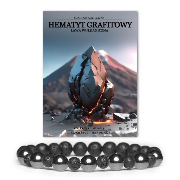 Stylowa bransoletka z hematytu grafitowego i lawy wulkanicznej, idealna dla każdego, niezależnie od płci.