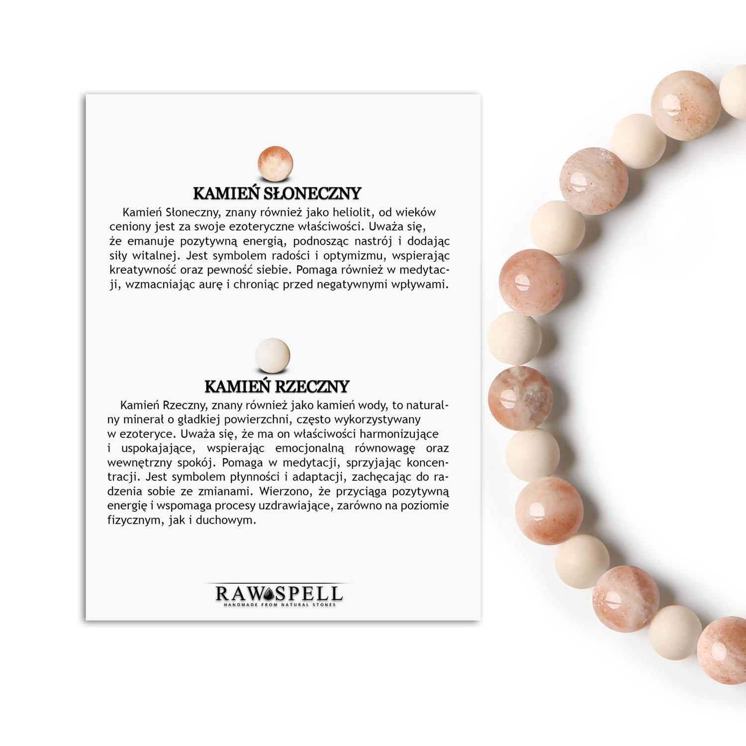 Kolekcja Mijaha - bransoletka z kamieni naturalnych na gumce, łącząca Kamień Słoneczny i Kamień Rzeczny, Stylowa bransoletka Mijaha z kamieniami naturalnymi: Kamień Słoneczny i Kamień Rzeczny, unisex.