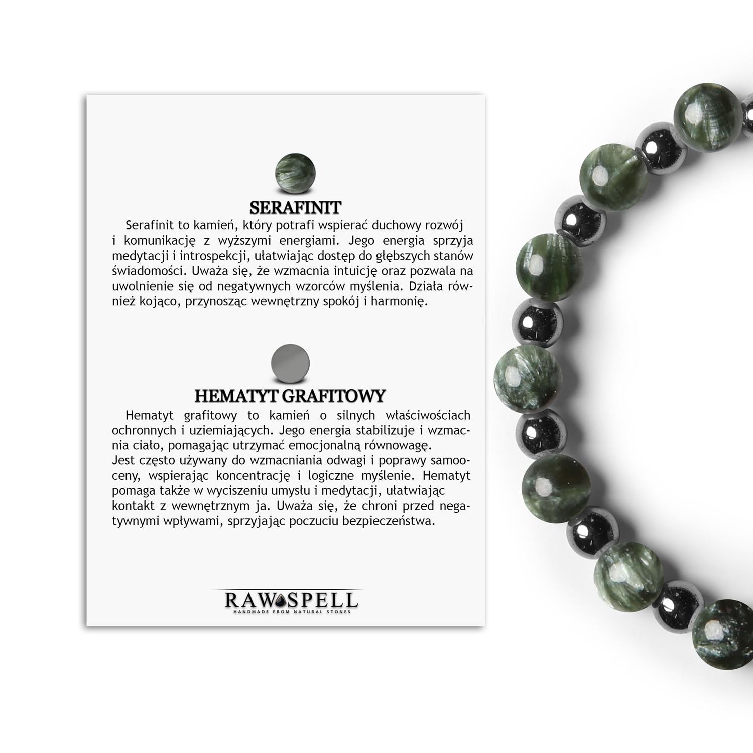 Kolekcja Mijaha bransoletka z kamieni naturalnych na gumce z Serafinit i Hematyt grafitowy, doskonała dla Kobiet i Serafinit i hematyt grafitowy - biżuteria unisex z kolekcji Mijaha, idealna dla każdego, kto ceni elegancję i oryginalność.